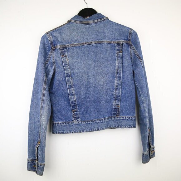 Free People Rumors Denim Blue Collared Jean Jacket Size Small - Picture 6 of 7